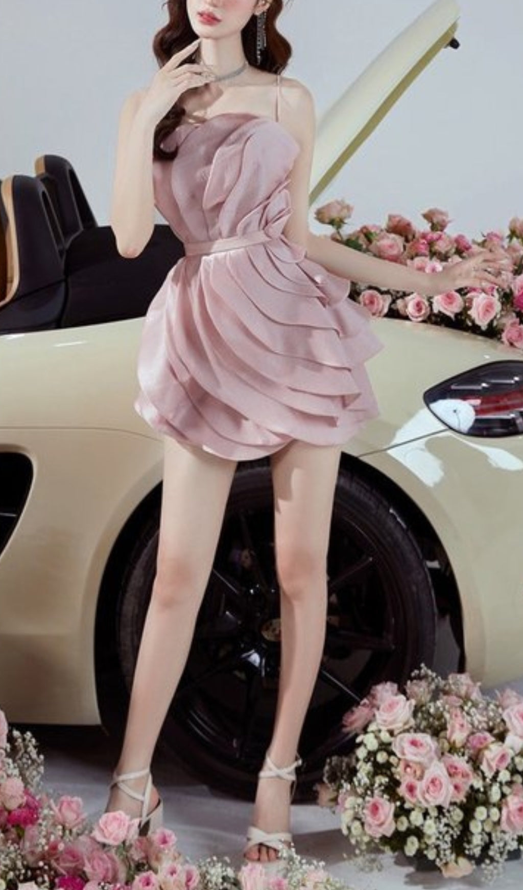 Axelia Petal Perfection Strappy Mini Dress