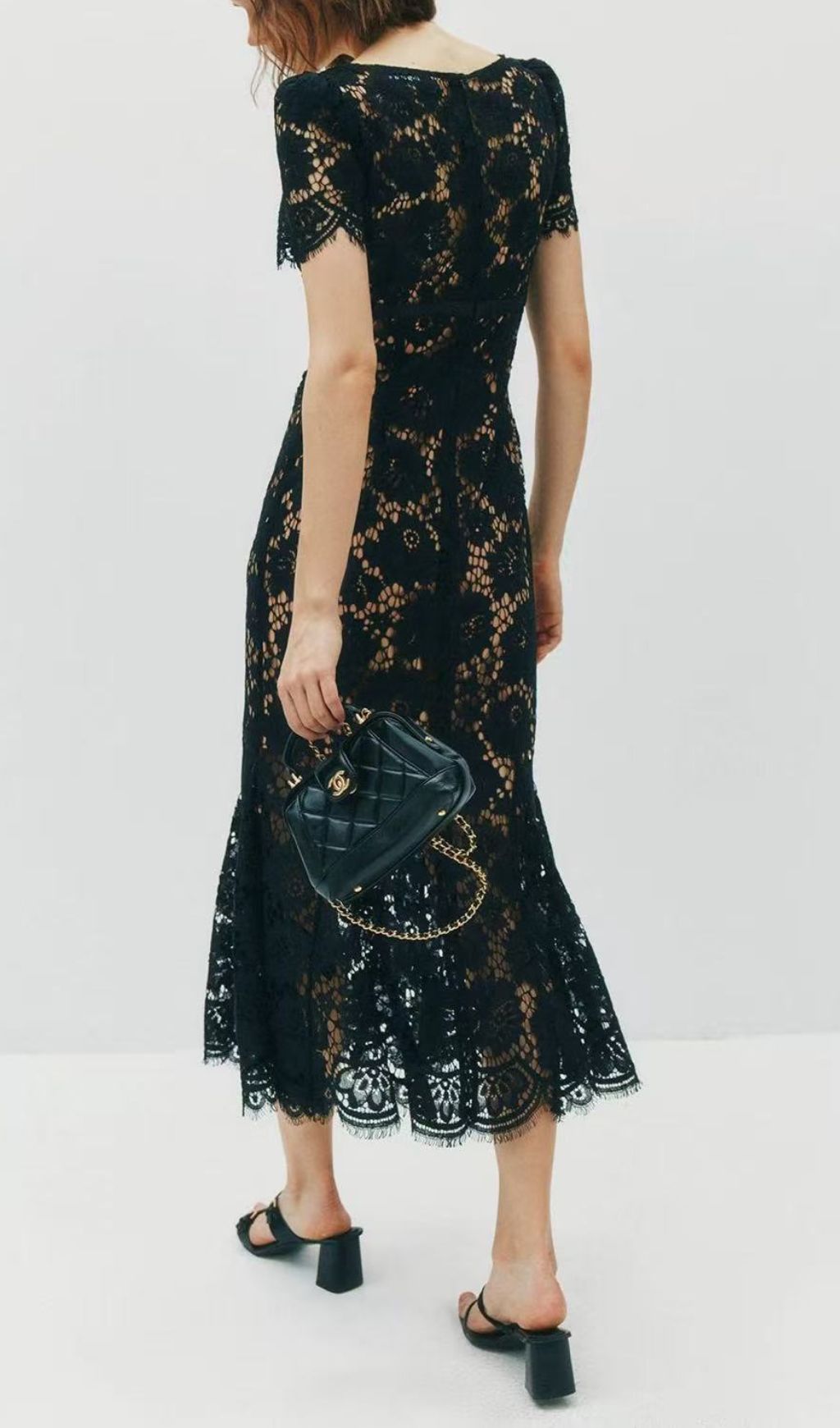 Imelda Black Lace Midi Dress