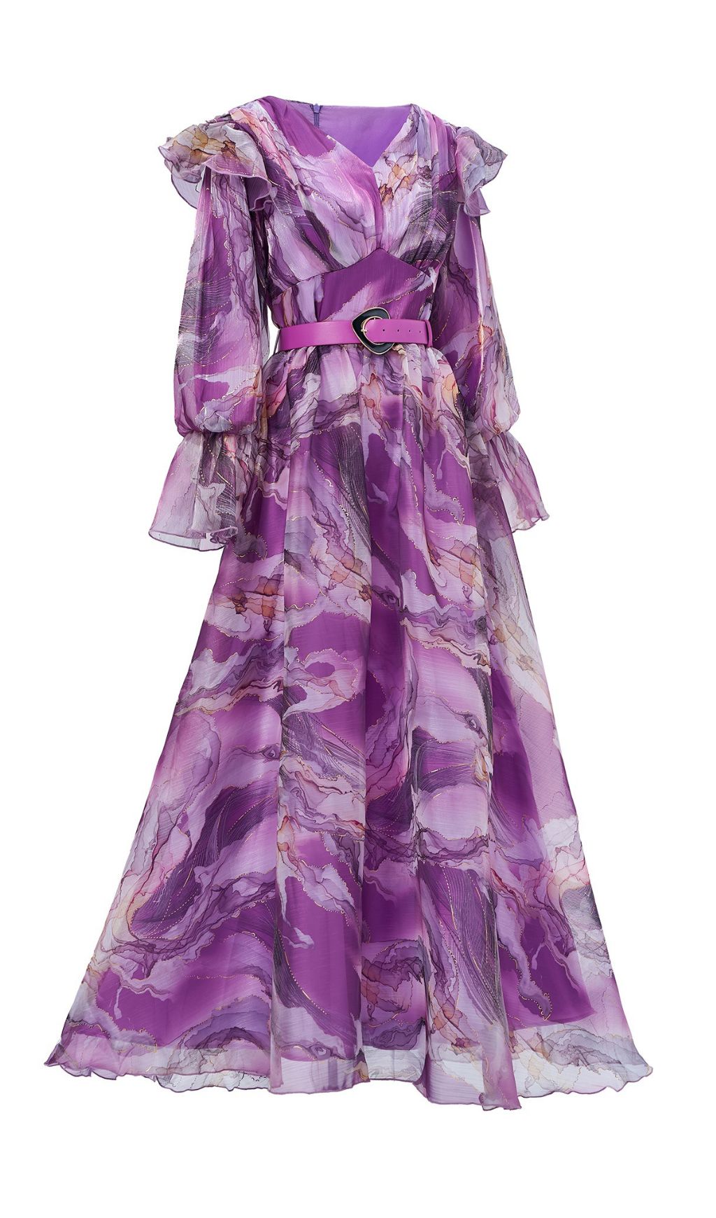 Feya Purple Abstract Print Maxi Dress