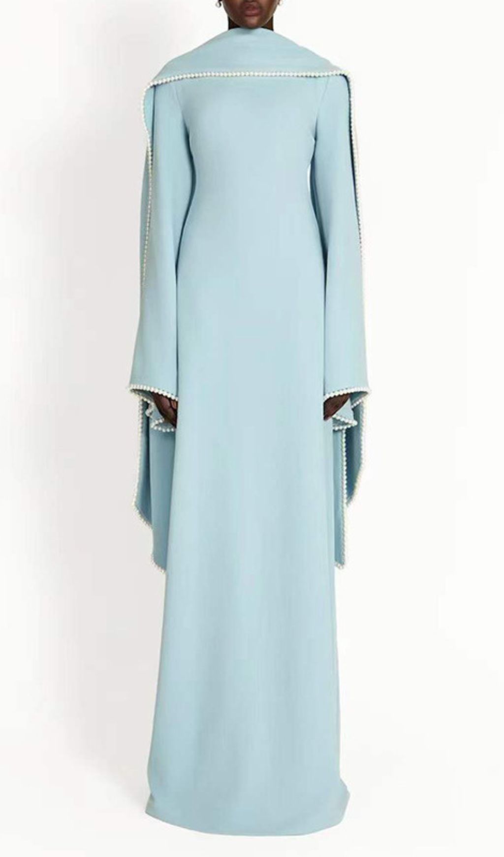 Hidi Shawl Pearl-Trimmed Maxi Dress