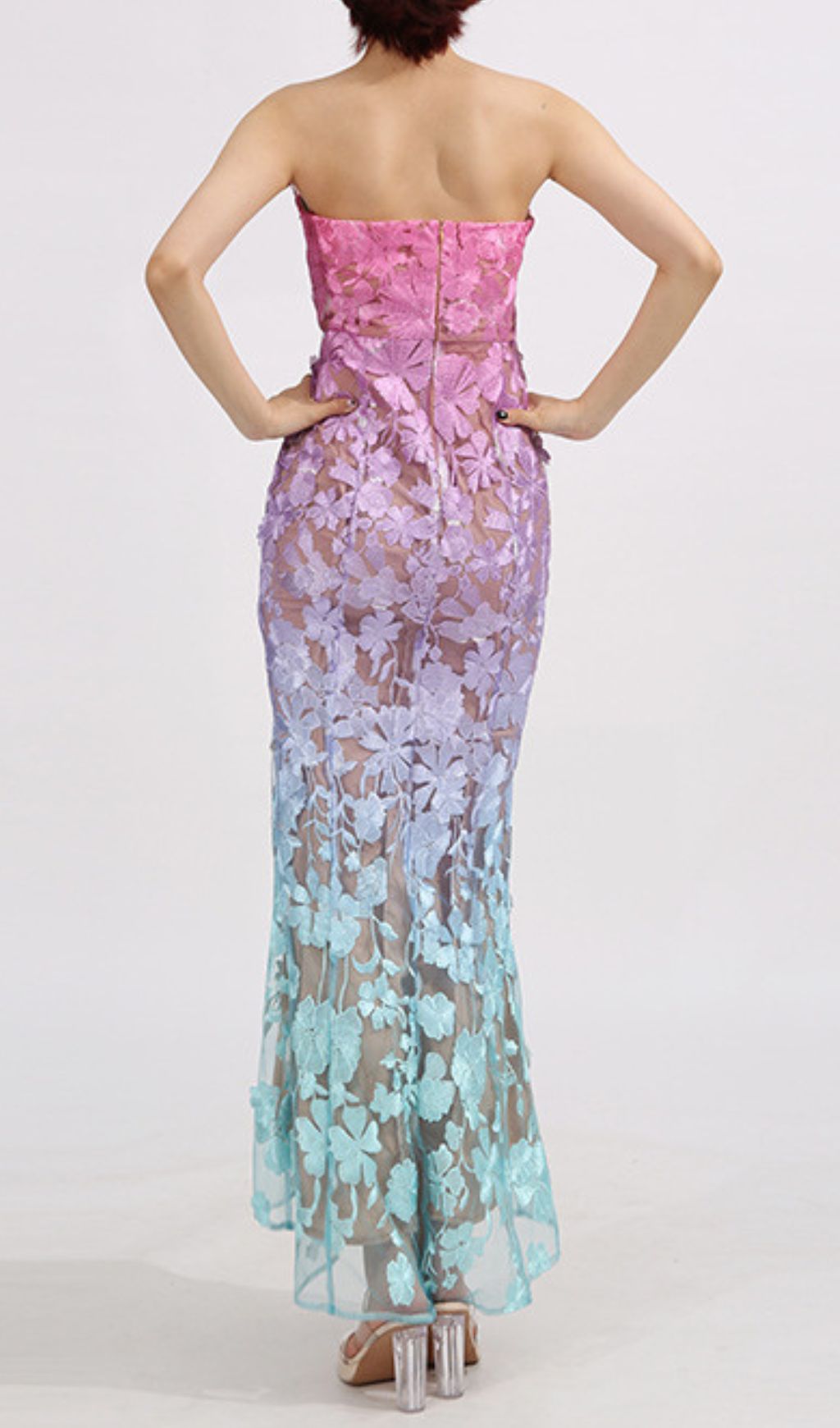 Elora Ombre Floral Strapless Maxi Dress
