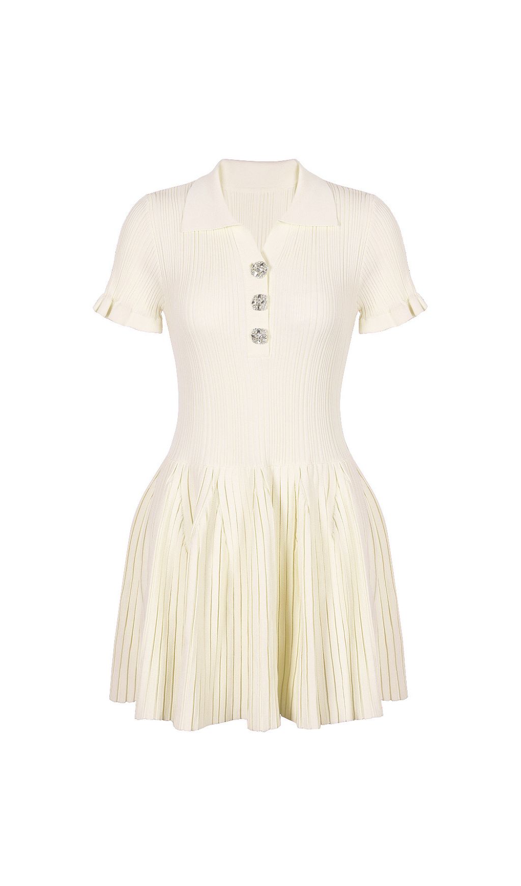 Faye Pink Ribbed Knit Polo Mini Dress