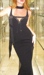Faustine Black Diamond Eyelet Maxi Gown