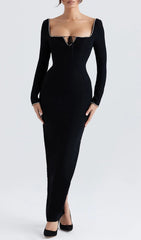 Glamorous Black Crystal Embellished Maxi Dress