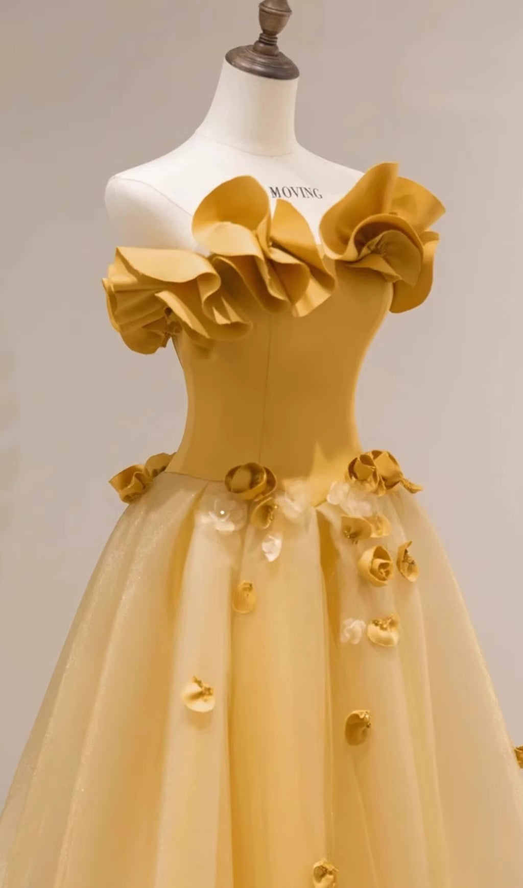 Radiant Dalia Yellow Floral Strapless Maxi Gown