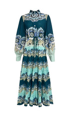 Fearne Floral Tiered Lantern Sleeve Midi Dress