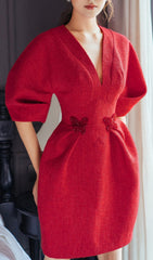 Brnice Dazzling Red Butterfly Mini Dress