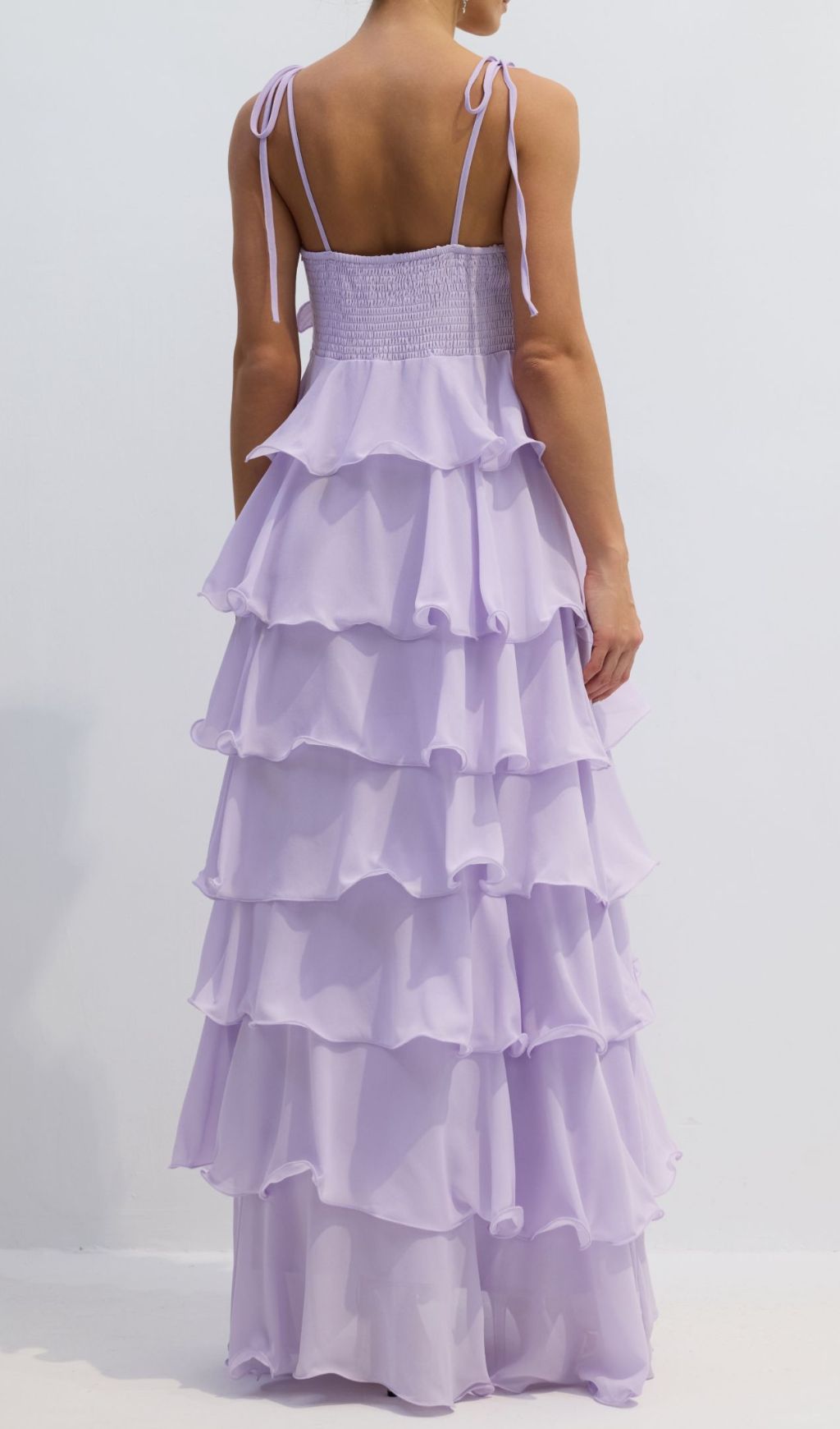 Fauve Romantic Purple Floral Tiered Maxi Dress