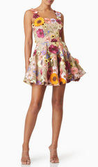 Deva Vibrant 3D Floral Embellished Mini Dress
