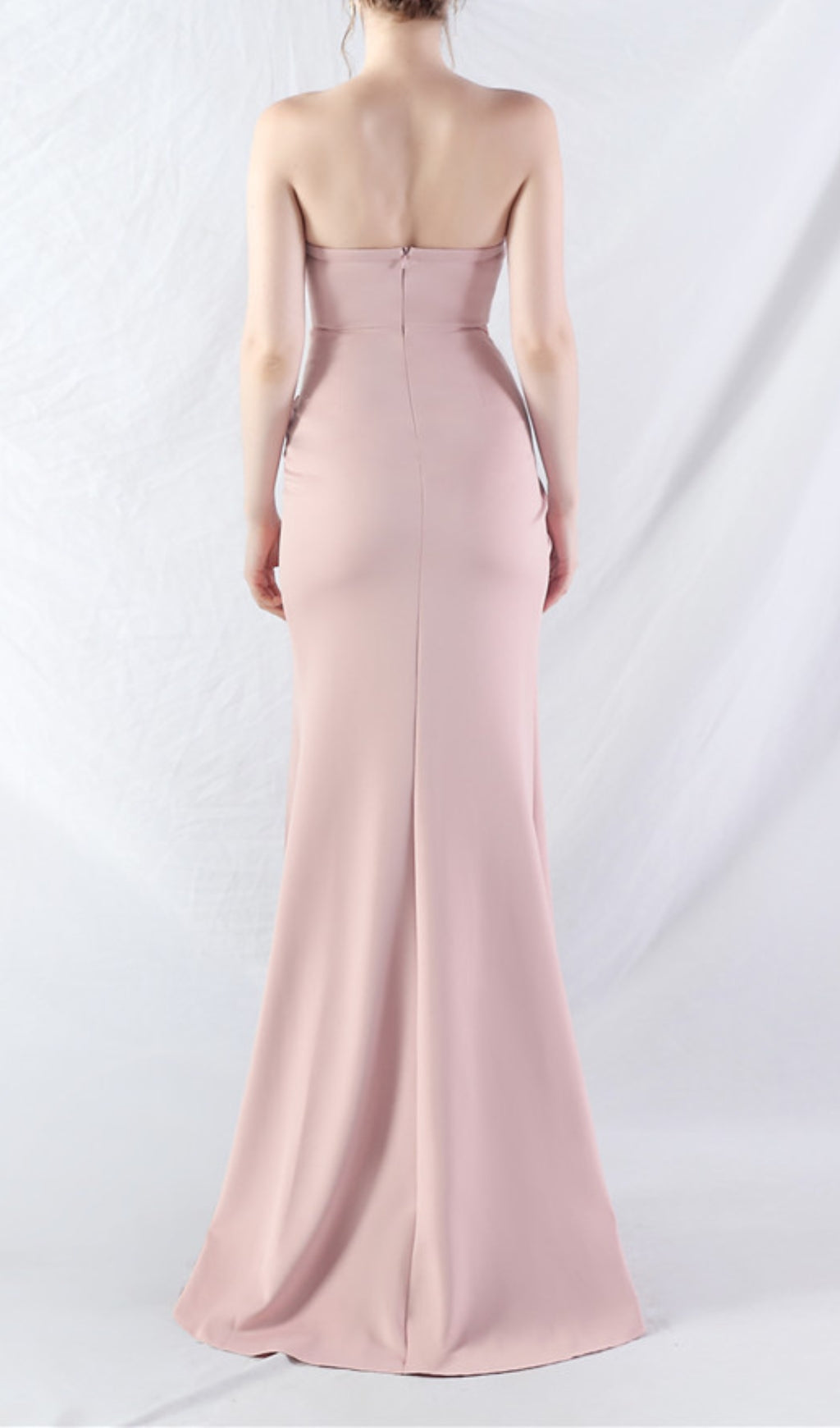 Chizue Pink Strapless Corset Maxi Dress with High Slit