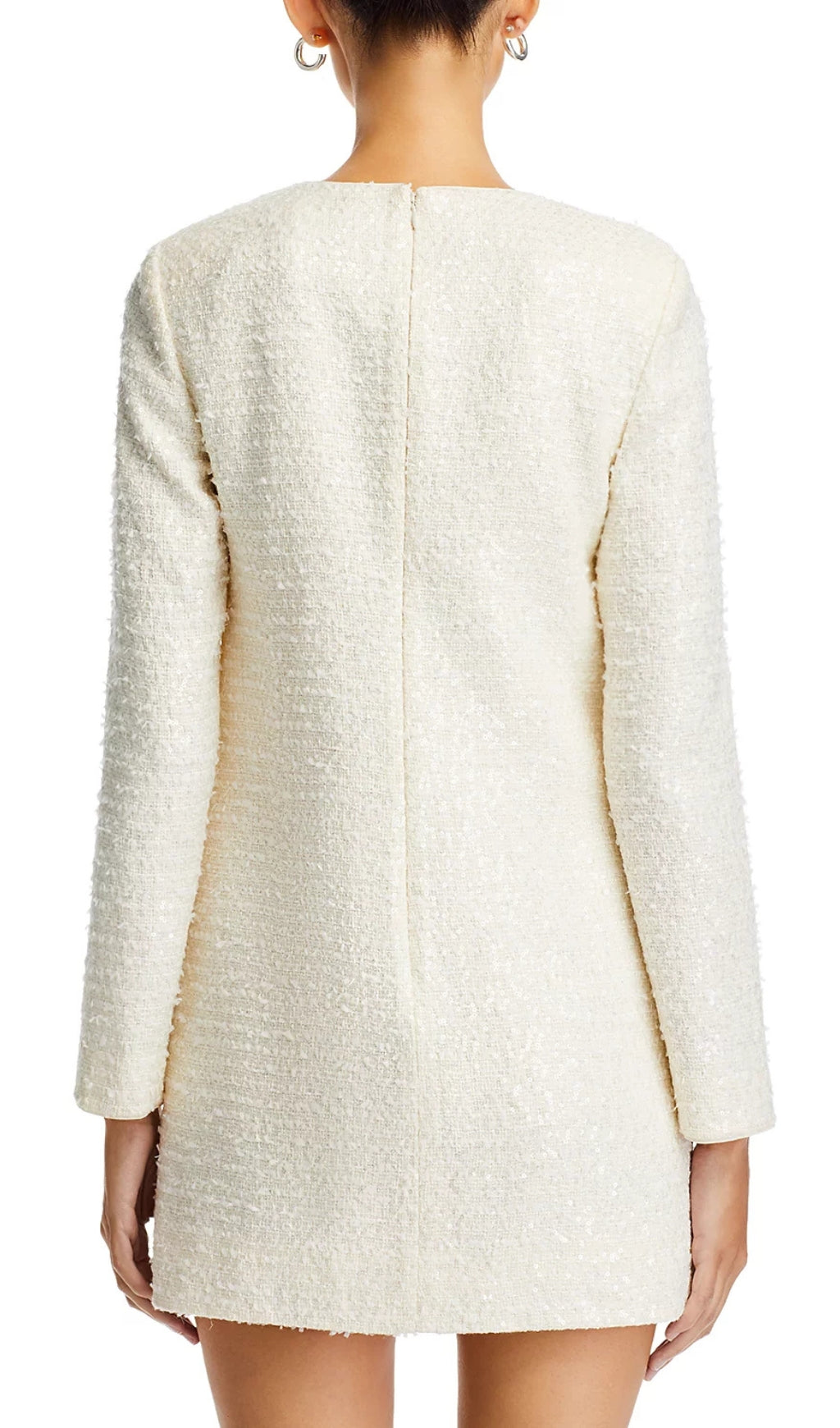 Chic Ivory Sequin Boucle Mini Dress