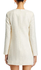 Chic Ivory Sequin Boucle Mini Dress