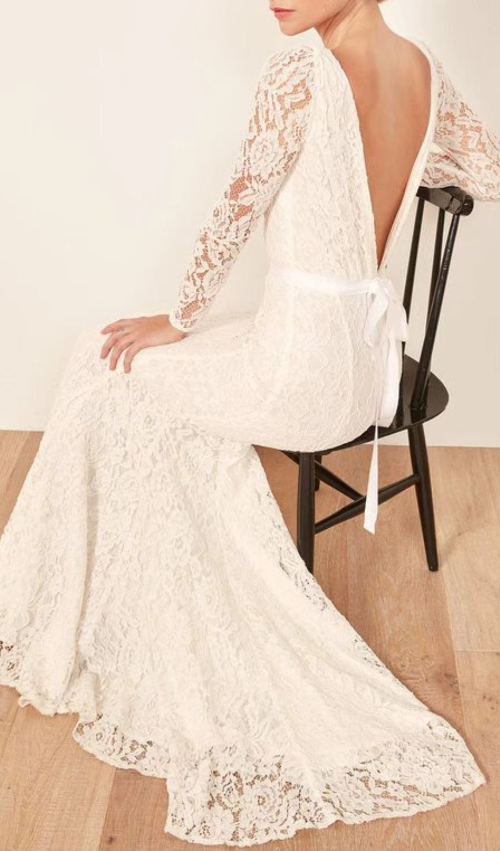 Haynes Elegant White Lace Long Sleeve Maxi Dress