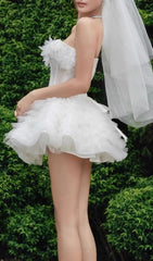Joan White Strapless Floral Corset Mini Dress
