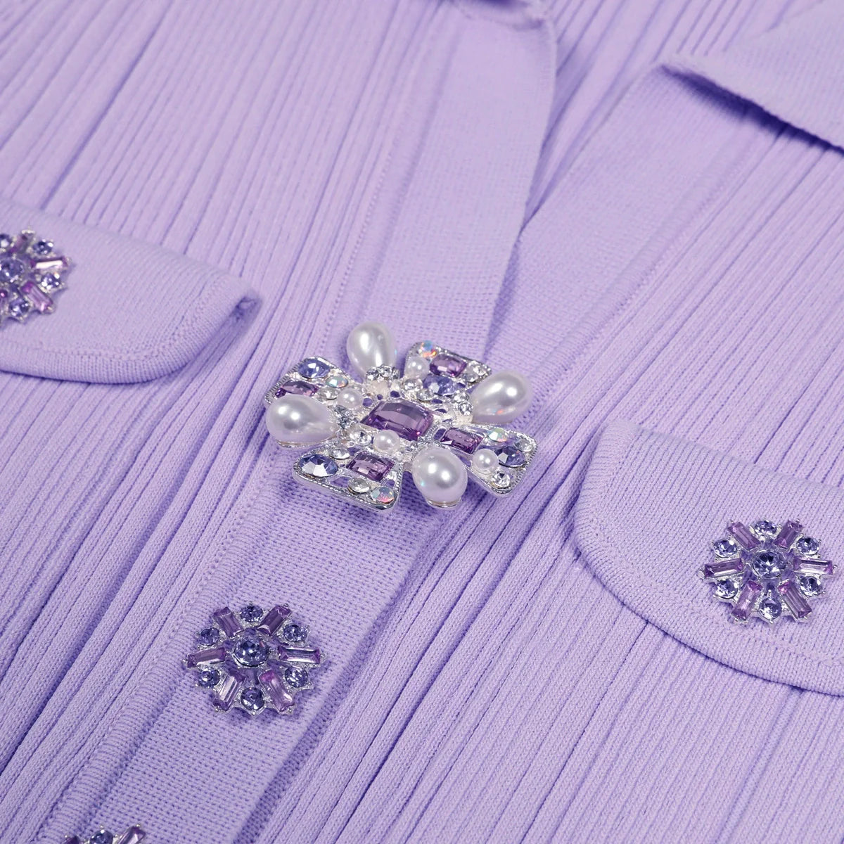 Elegant Lilac Ribbed Knit Maxi Dress
