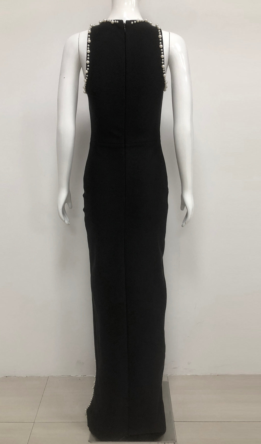 Greta Black Diamante Beaded Statement Maxi Dress