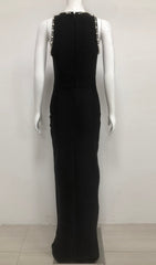 Greta Black Diamante Beaded Statement Maxi Dress