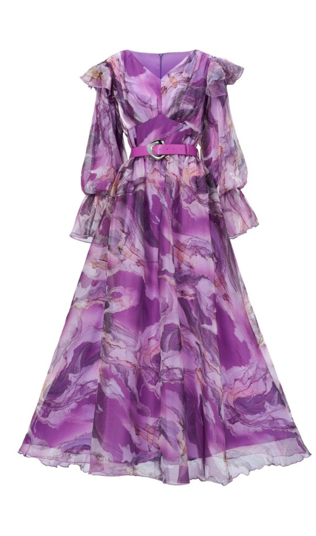 Feya Purple Abstract Print Maxi Dress