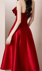 The Scarlet Bloom Strapless Midi Dress