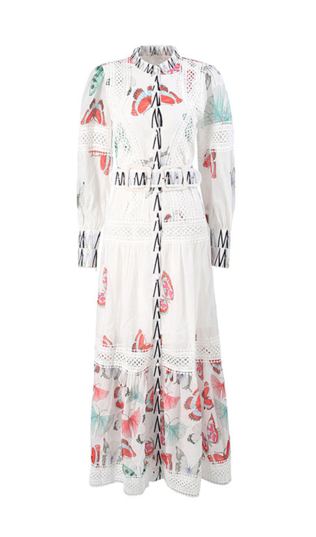 Enchanting Granada Butterfly Garden Long Sleeve Maxi Dress