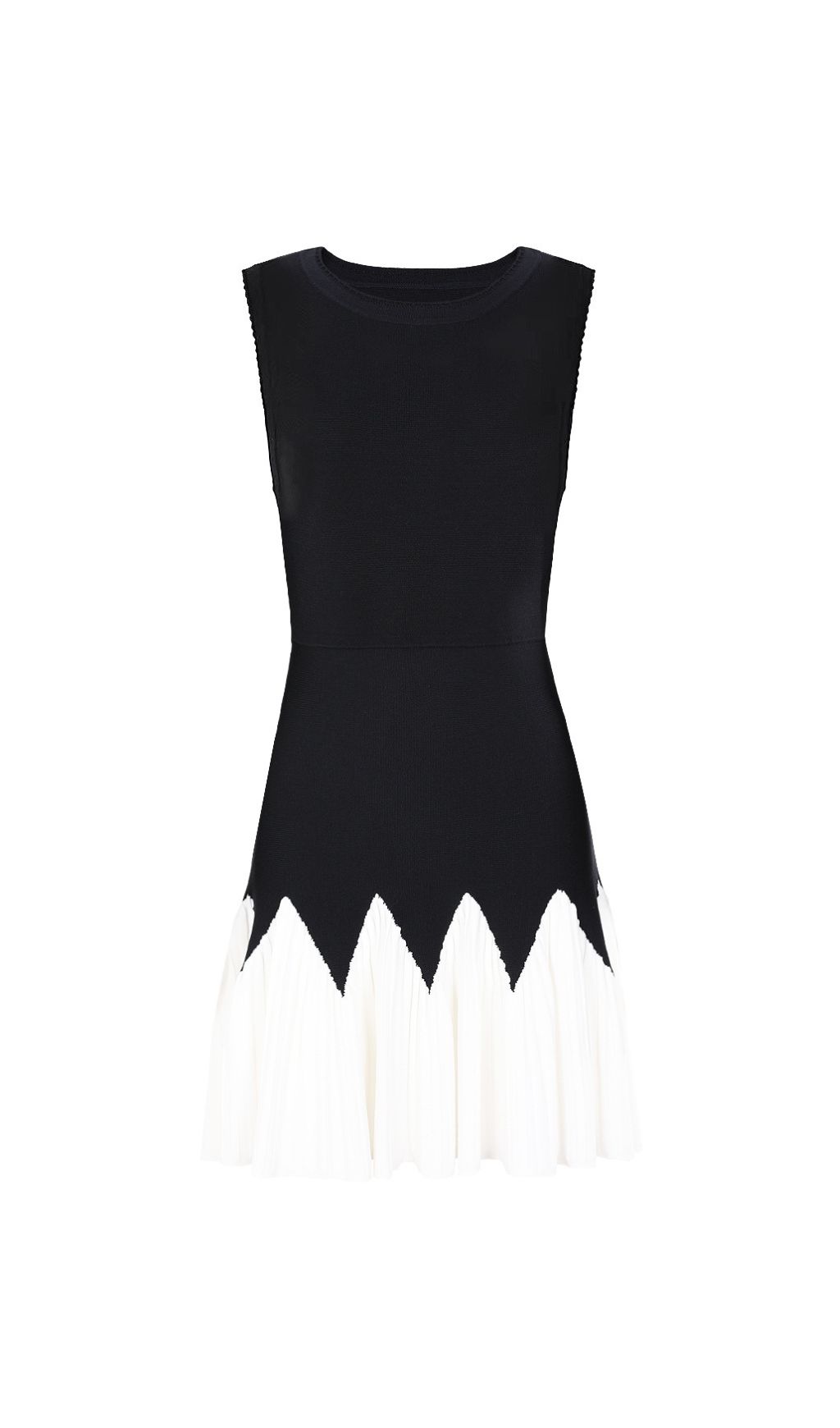 Julinka Chic Two-Tone Knit Pleated Mini Dress