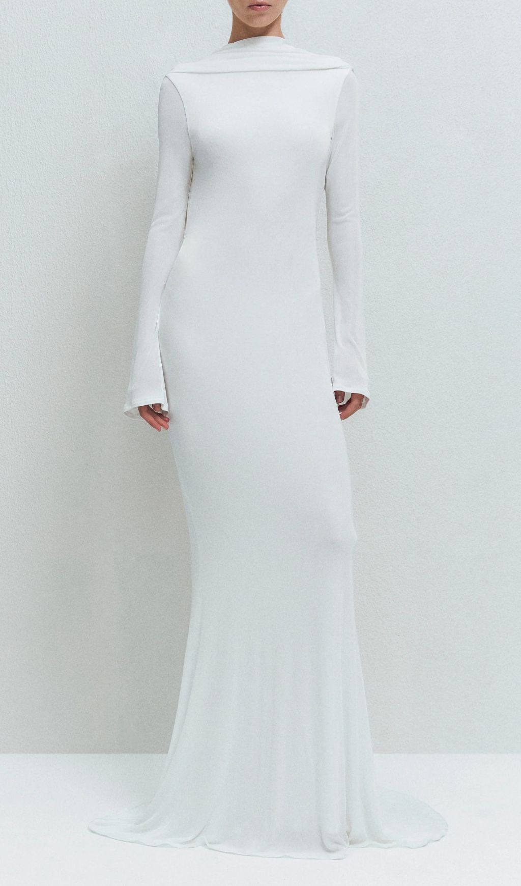 Joachim White Backless Long Sleeve Maxi Gown
