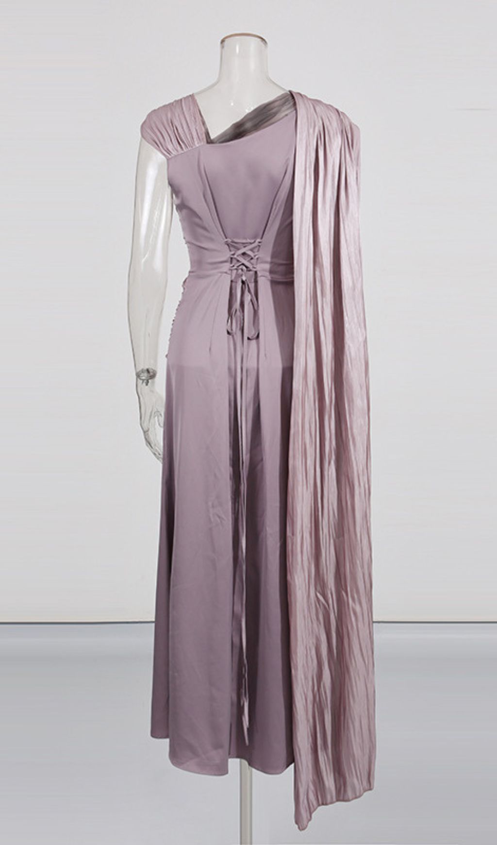 Ihsan Luxurious Mauve Ruched & Draped Maxi Dress