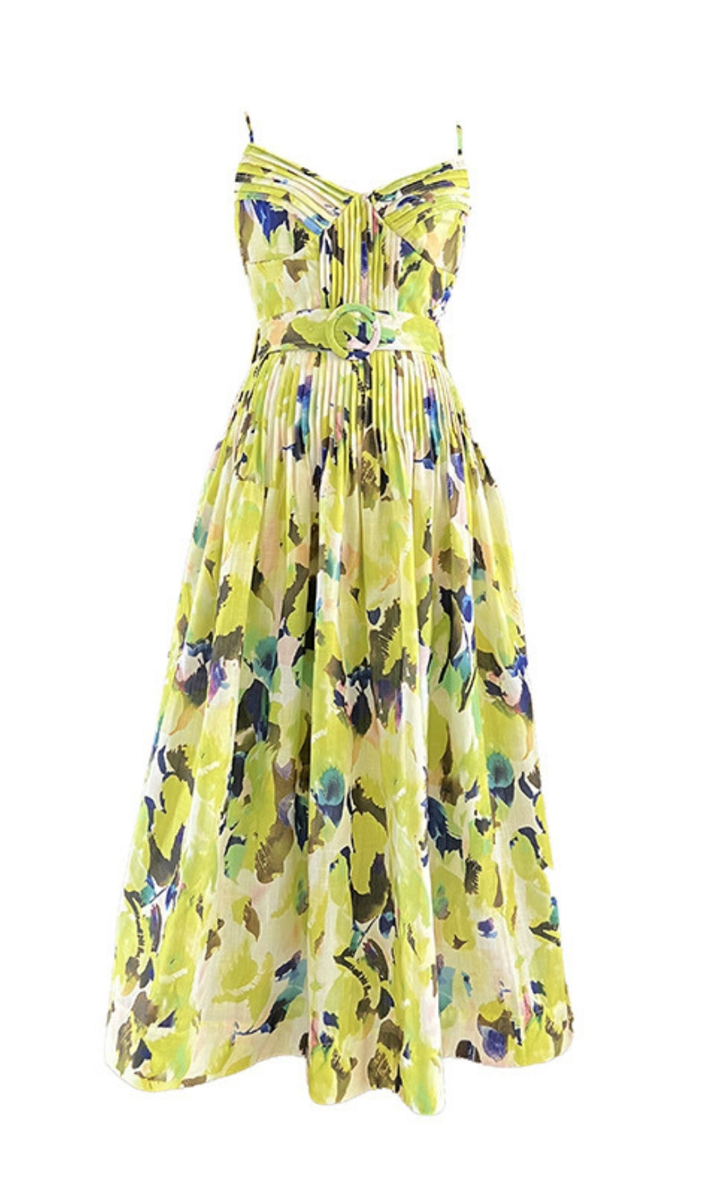 Chic Eadlyn Vibrant Watercolor Print Strappy Maxi Dress