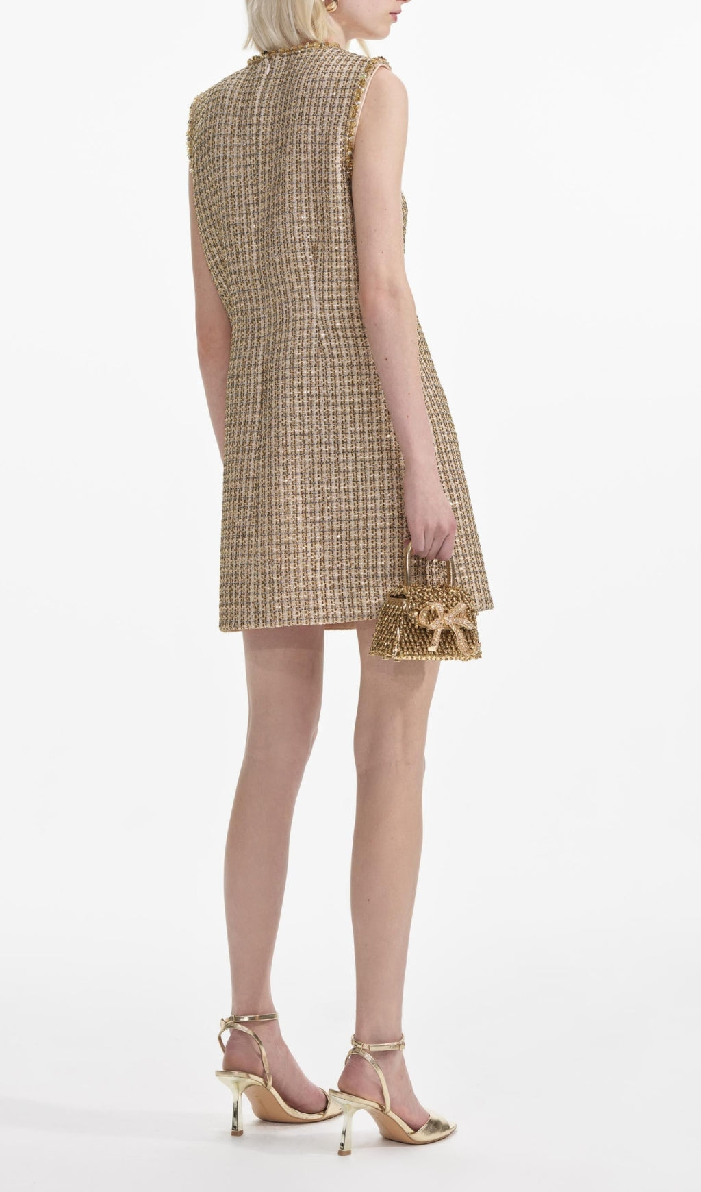 Brendy Gold Boucl Mini Dress