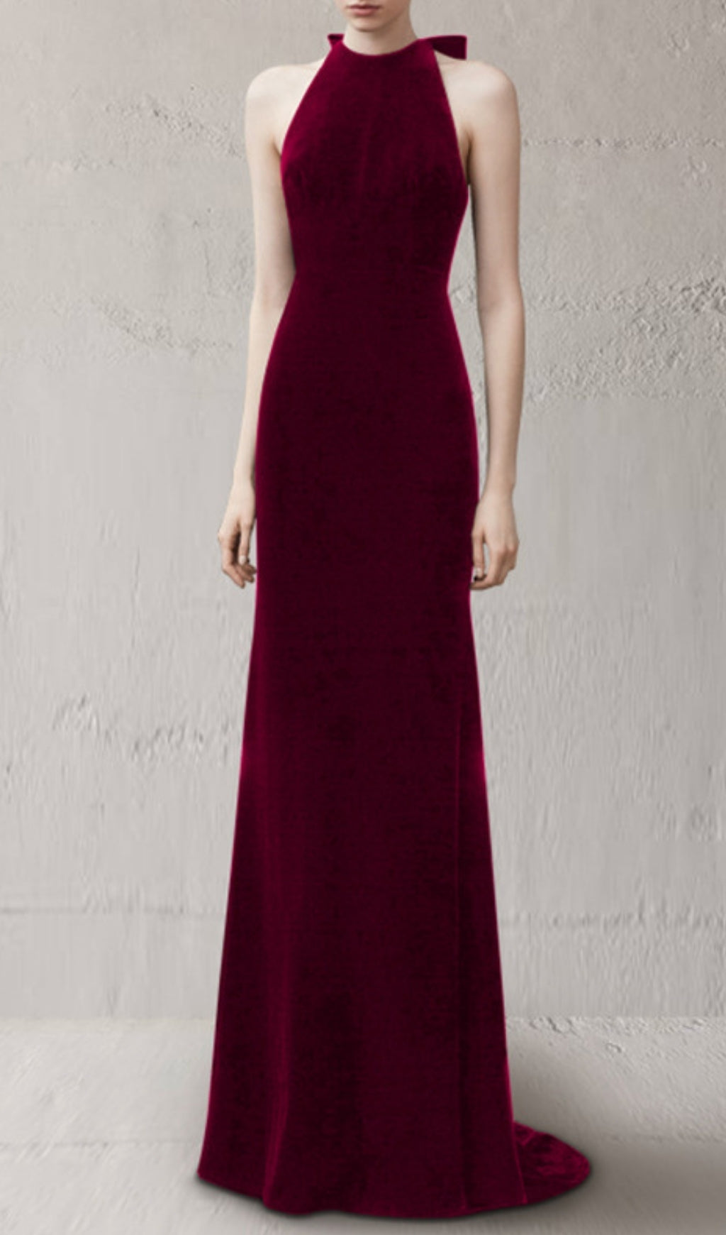 Frida Elegant Velvet Halter Neck Maxi Gown