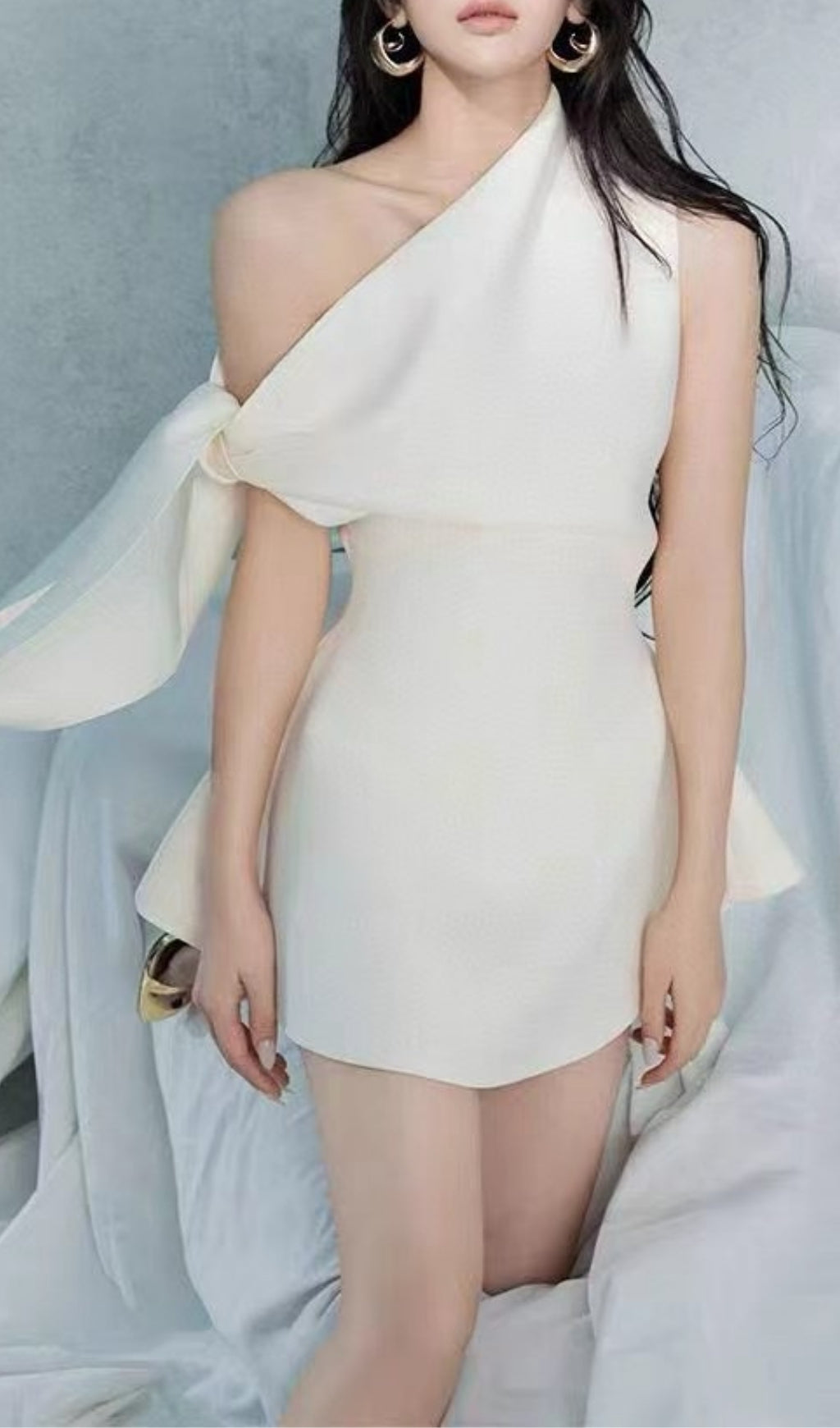 Ercilia Flirty Knot One-Shoulder Mini Dress