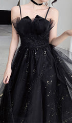 Chiye Starlit Black Tulle Maxi Dress