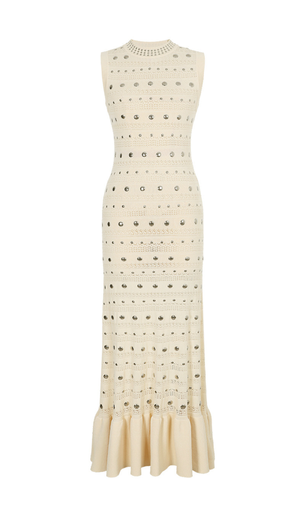 Hedia Black Studded Knit Midi Dress