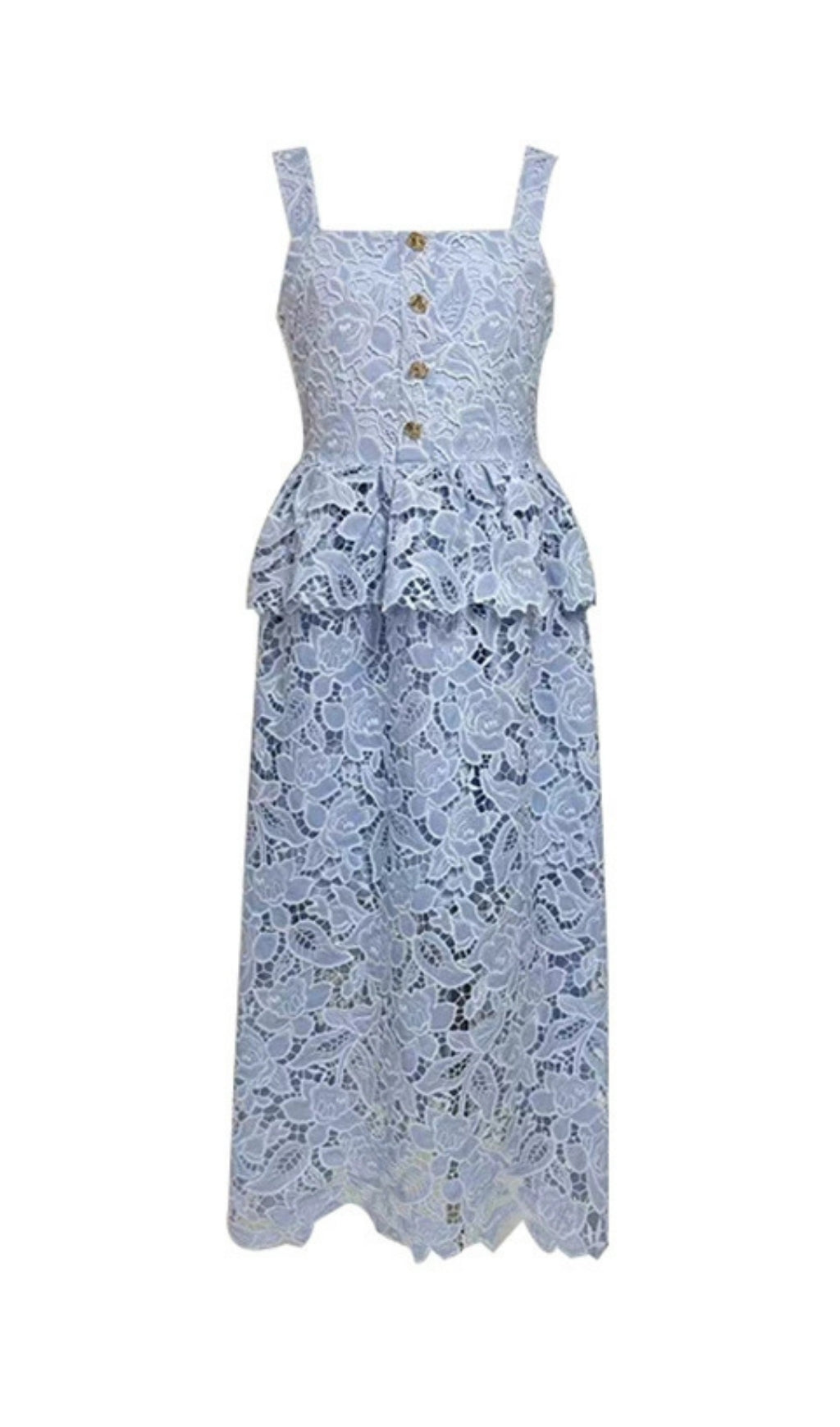 Fumito Chic Blush Pink Floral Lace Peplum Midi Dress for Women