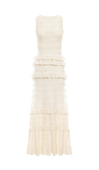 Elaina Boho Chic Knitted Ruffle Tiered Sleeveless Maxi Dress