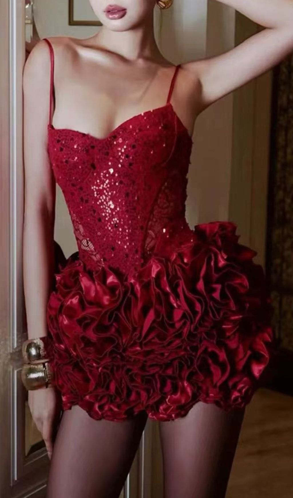 Janet Red Sequin Mini Dress