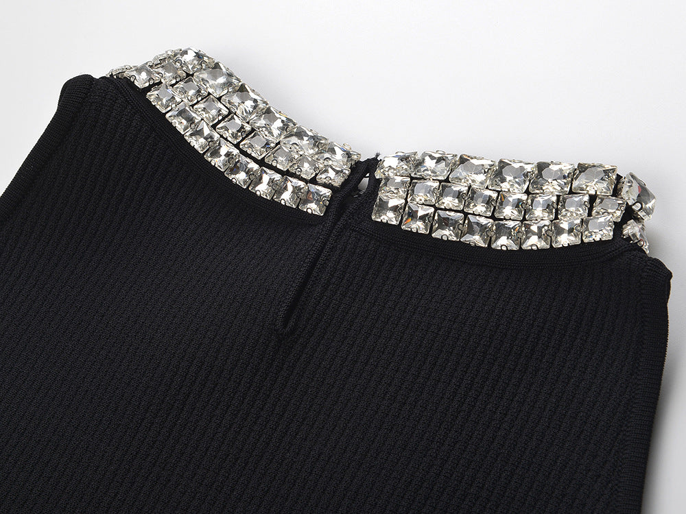 Glamorous Rhinestone Collar Fit & Flare Mini Dress