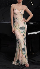 Eukleia "Watercolor Bloom" Backless Maxi Dress