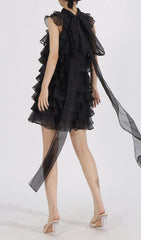 Duyen Chic Black Tiered Ruffle Mini Dress