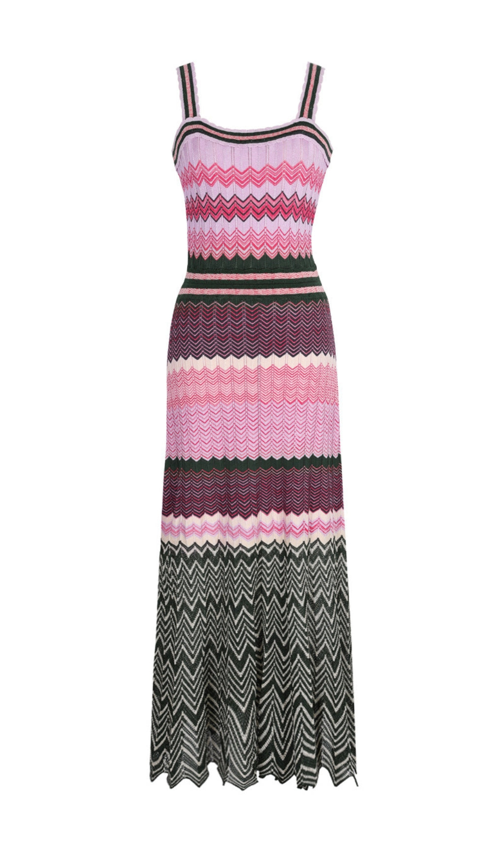 Gregg Vibrant Chevron Knit Strappy Midi Dress