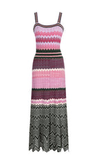 Gregg Vibrant Chevron Knit Strappy Midi Dress