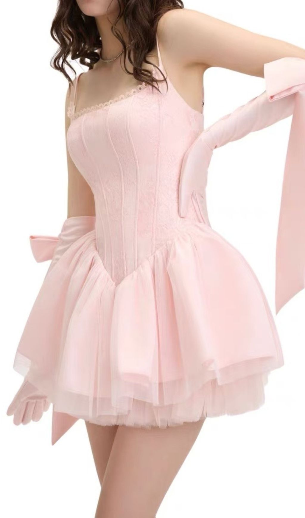 Friso Dreamy Pink Corset Mini Dress
