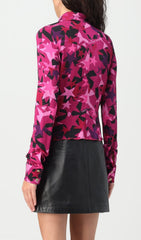 Vibrant Star-Print Long Sleeve Button-Up Shirt