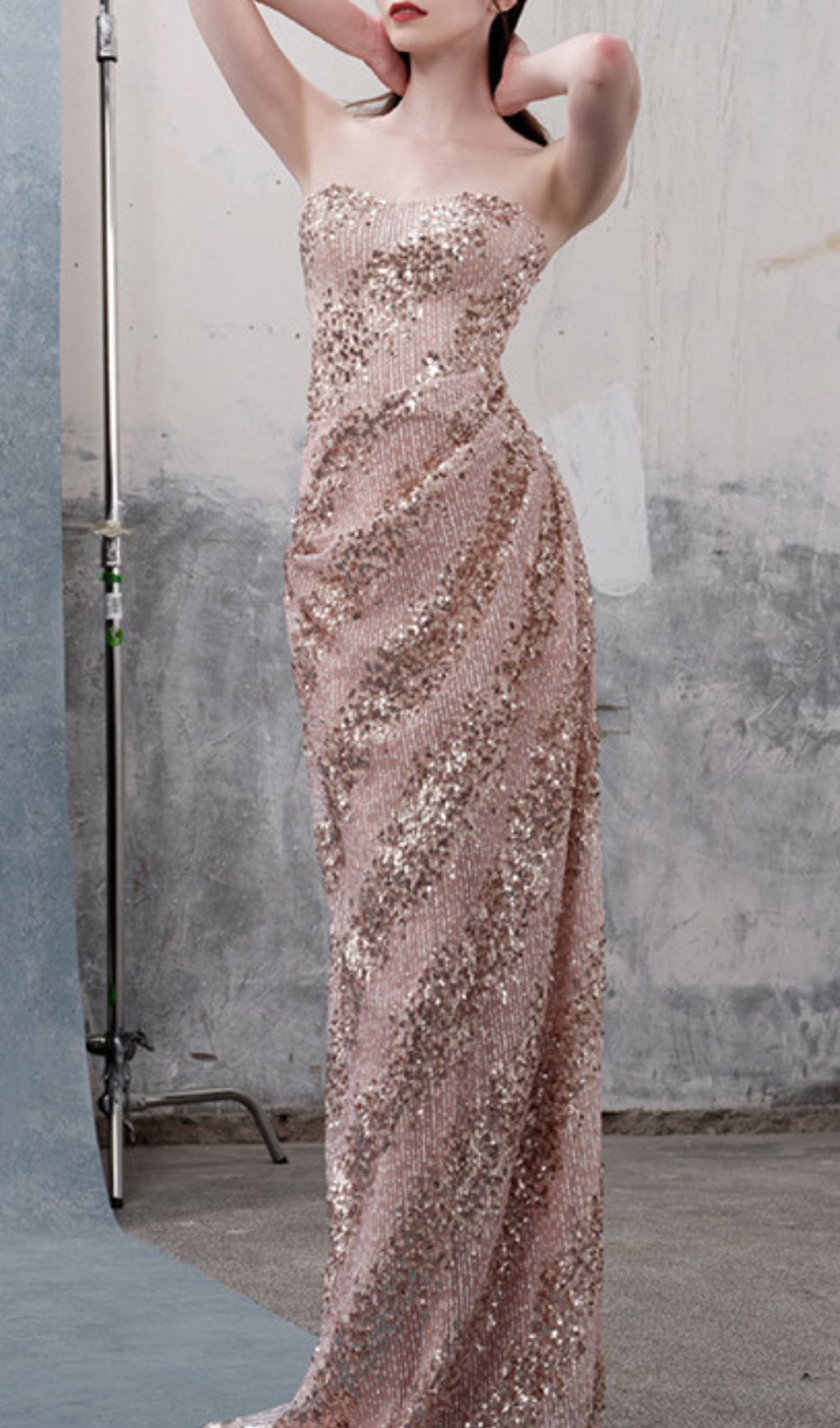 Janya Dazzling Strapless Sequin Maxi Dress