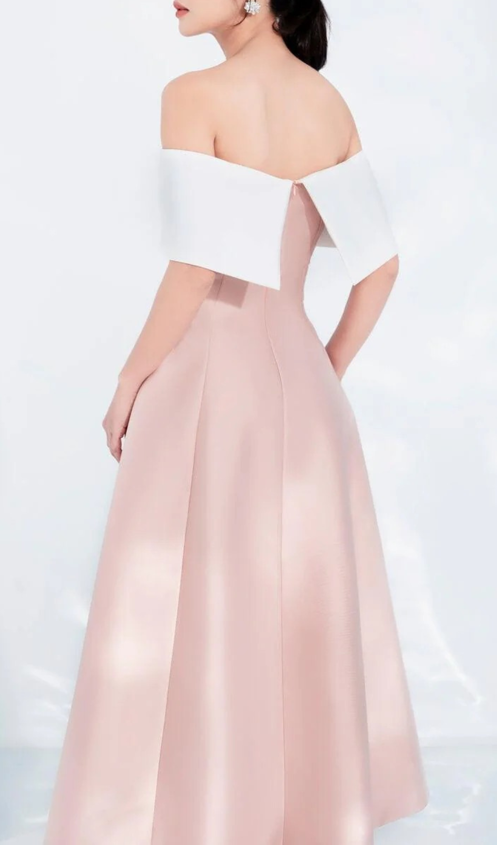 Dakota Elegant Blush Pink Off-Shoulder Slit Midi Dress