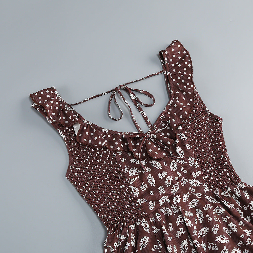 Jalena Coffee Floral Mini Dress