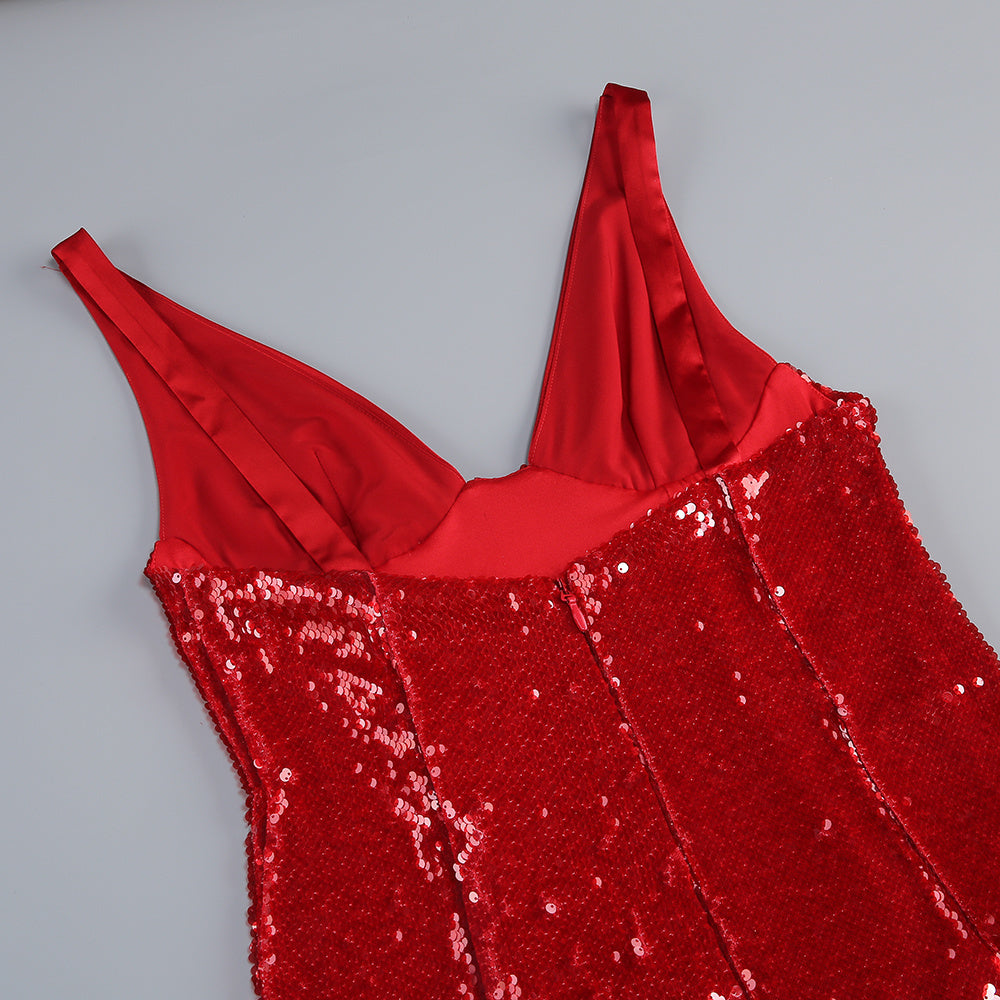 Jin Red Sequin Maxi Dress