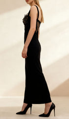 Ishiko Luxe Black Lace Bustier Midi Dress