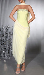 Dazzling Haisley Yellow Corset Diamante Maxi Dress