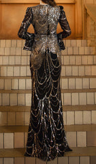 Sparkling Black Sequin Maxi Dress